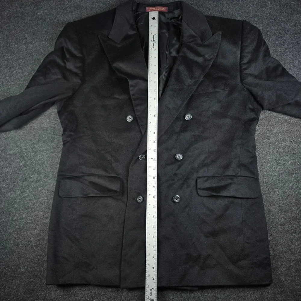 Nordstrom Loro Piana Men's Black Cashmere Double Breasted Blazer Coat Size 43R